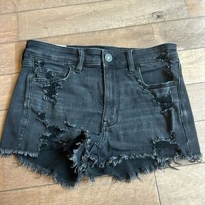 Black ripped jeans shorts